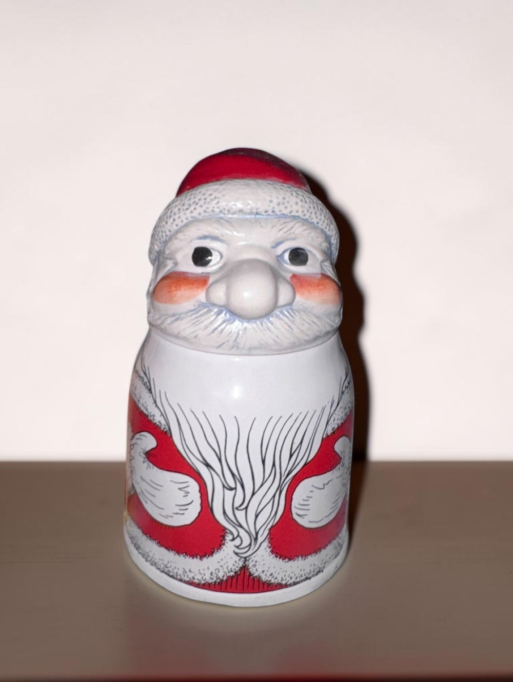 Vintage Original Gerzit West Germany Santa Beer Stein Figural Christmas Mug Lid